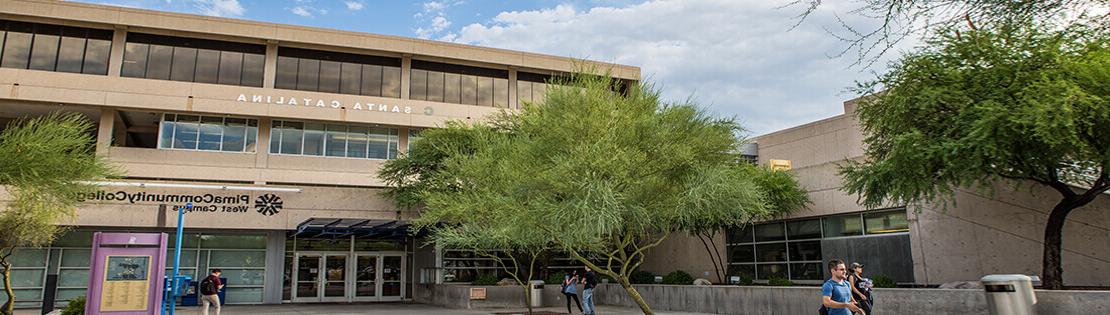 An outside im年龄 of the entrance of Pima's West campus